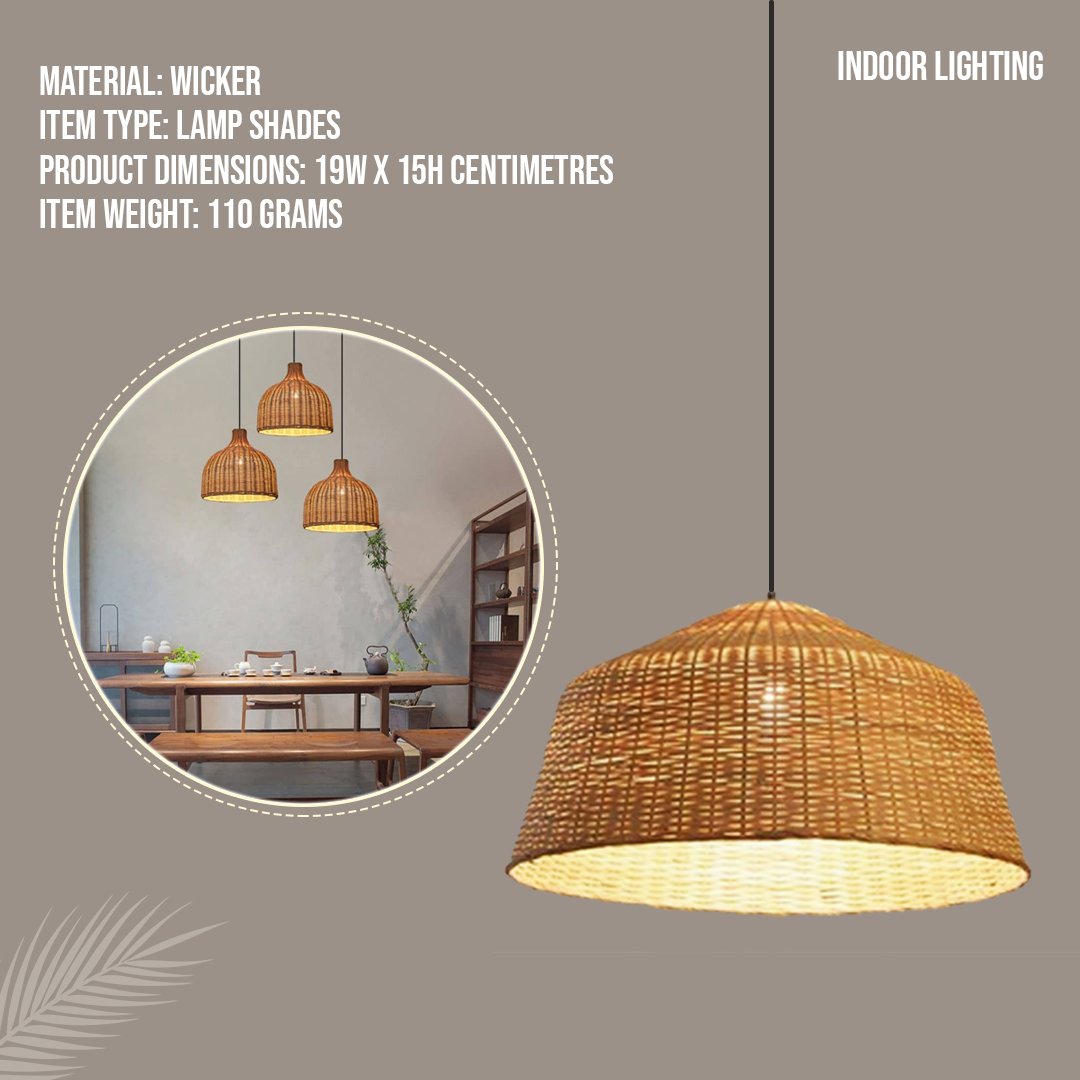 Handwoven Rattan Lampshade, Natural Finish, 30 cm Diameter