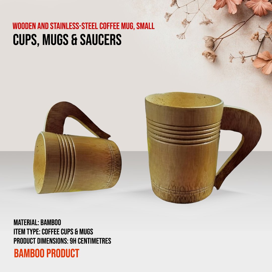 Wooden and Stainless-Steel Coffee Mug, Small