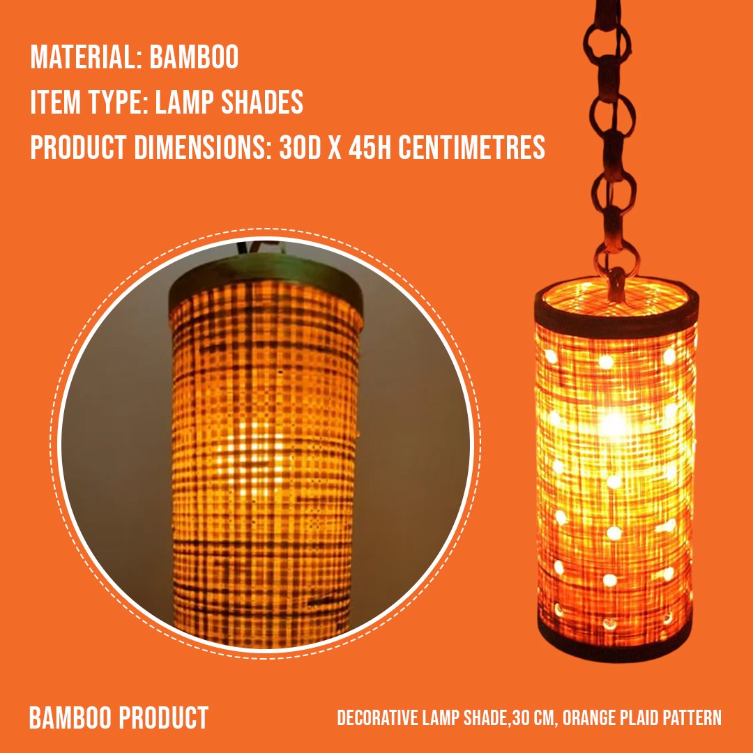Decorative Lamp Shade, 30 cm, Orange Plaid Pattern
