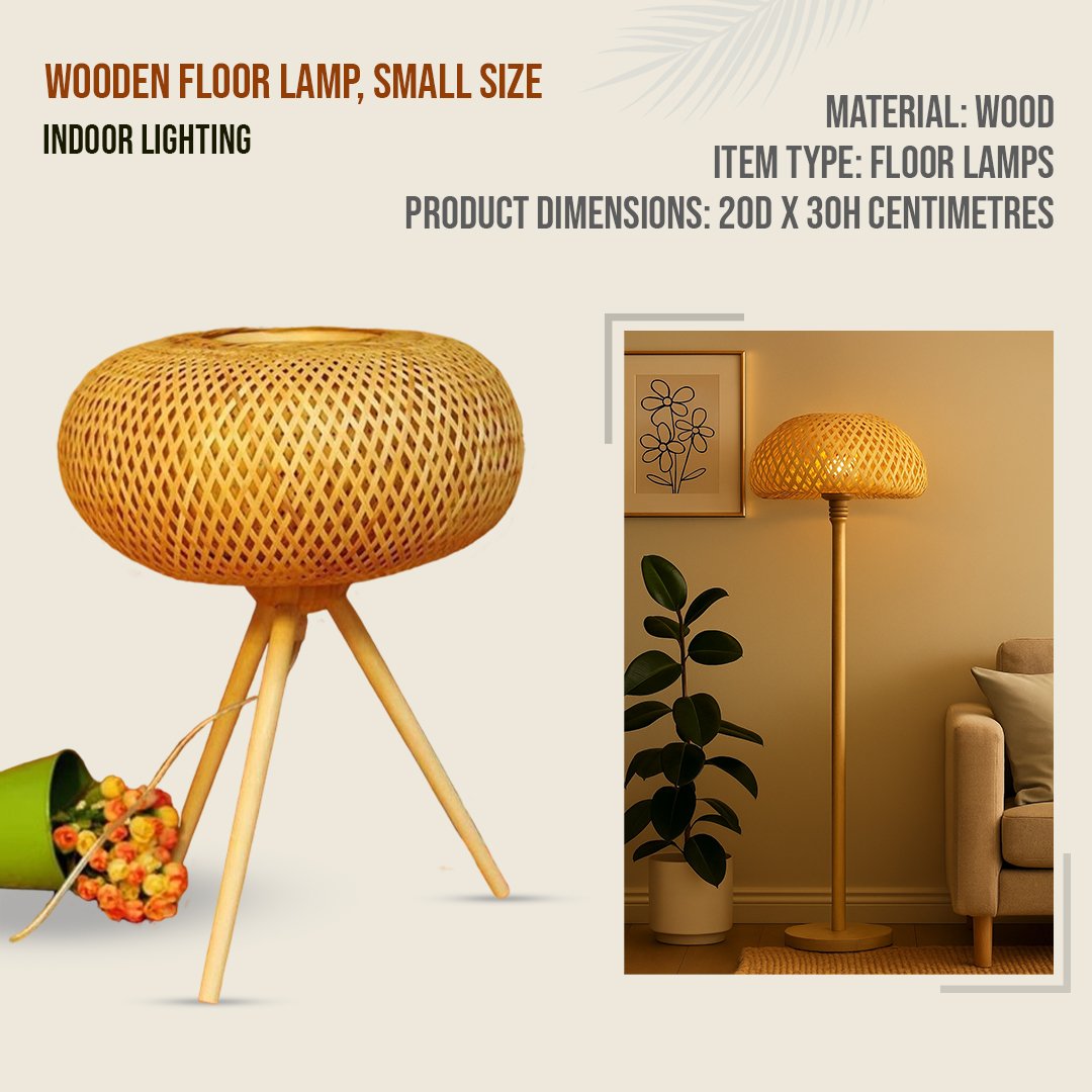 Wooden Floor Lamp, Small Size 